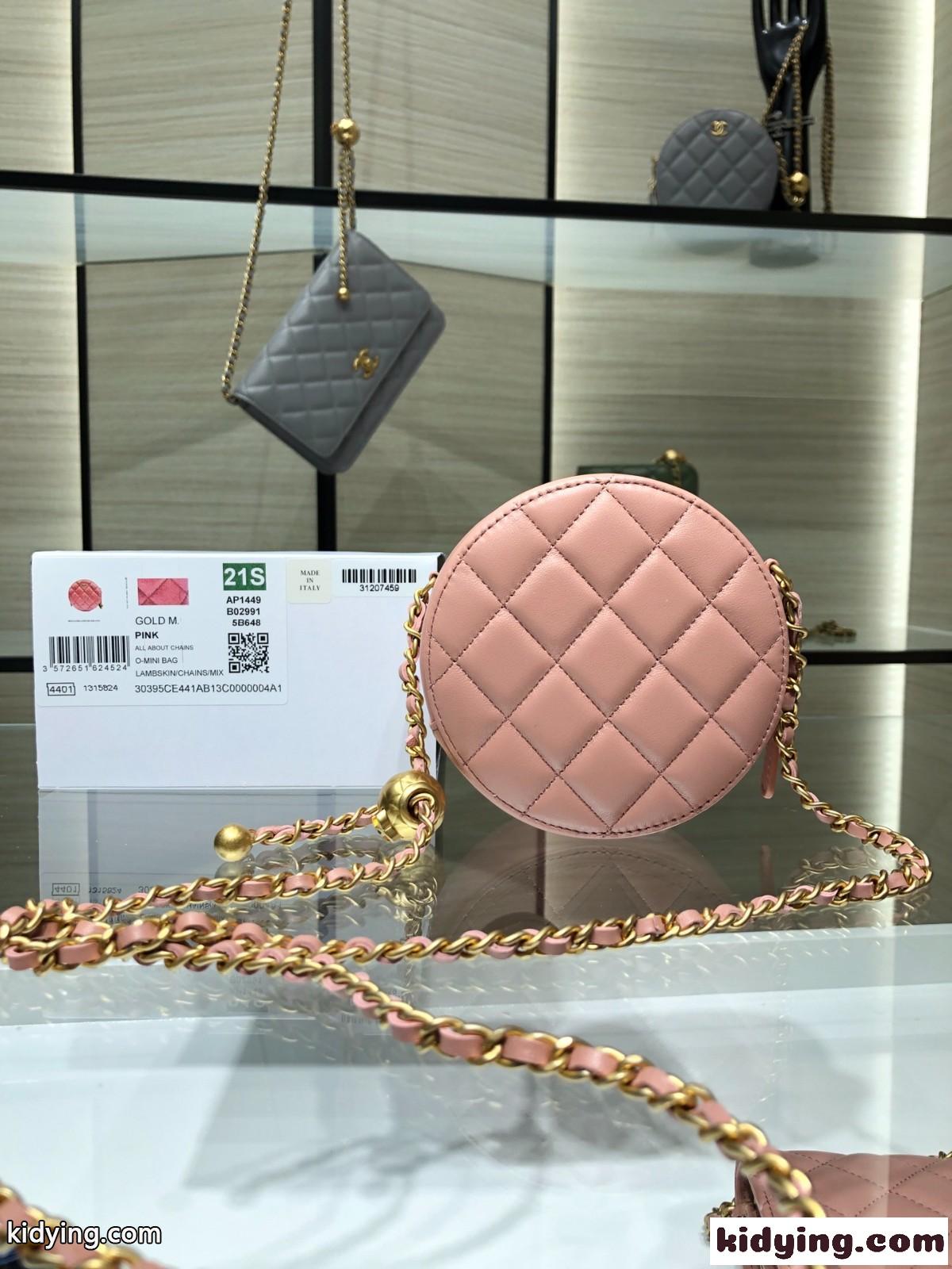 ショルダーバッグ レディース 斜めがけ 円形 シャネル バッグ 人気 コピー 可愛い おしゃれ 斜め掛け ピンク-2