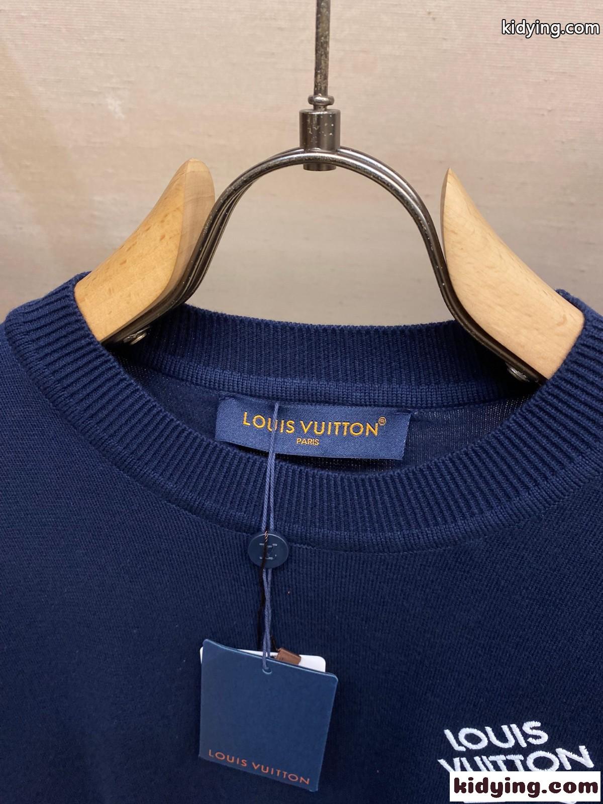 シグネチャーショートスリーブコットンクルーネック ルイ・ヴィトン Tシャツ 偽物 ブルー-2