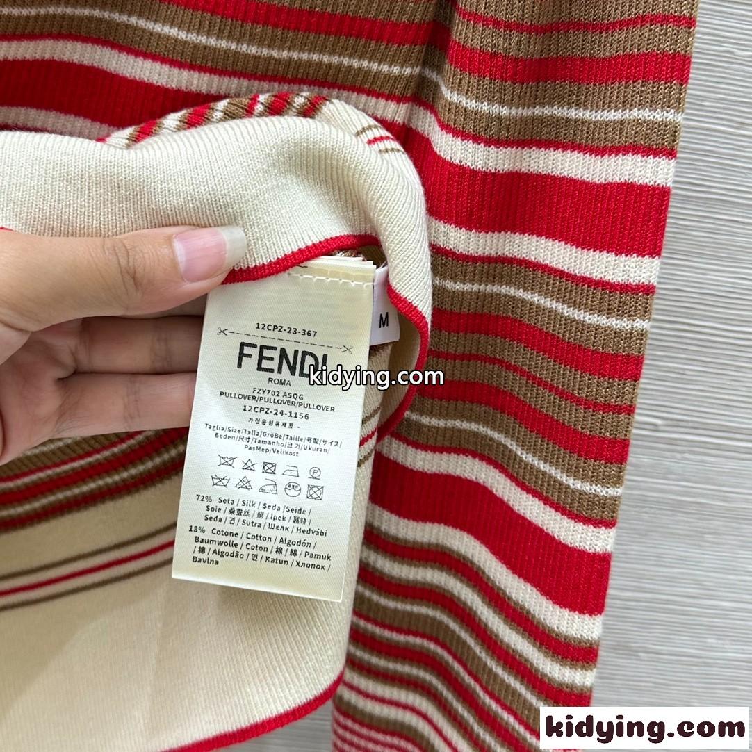 ストライプ Vネック カーディガン フェンディ ニット コピー レディース-3