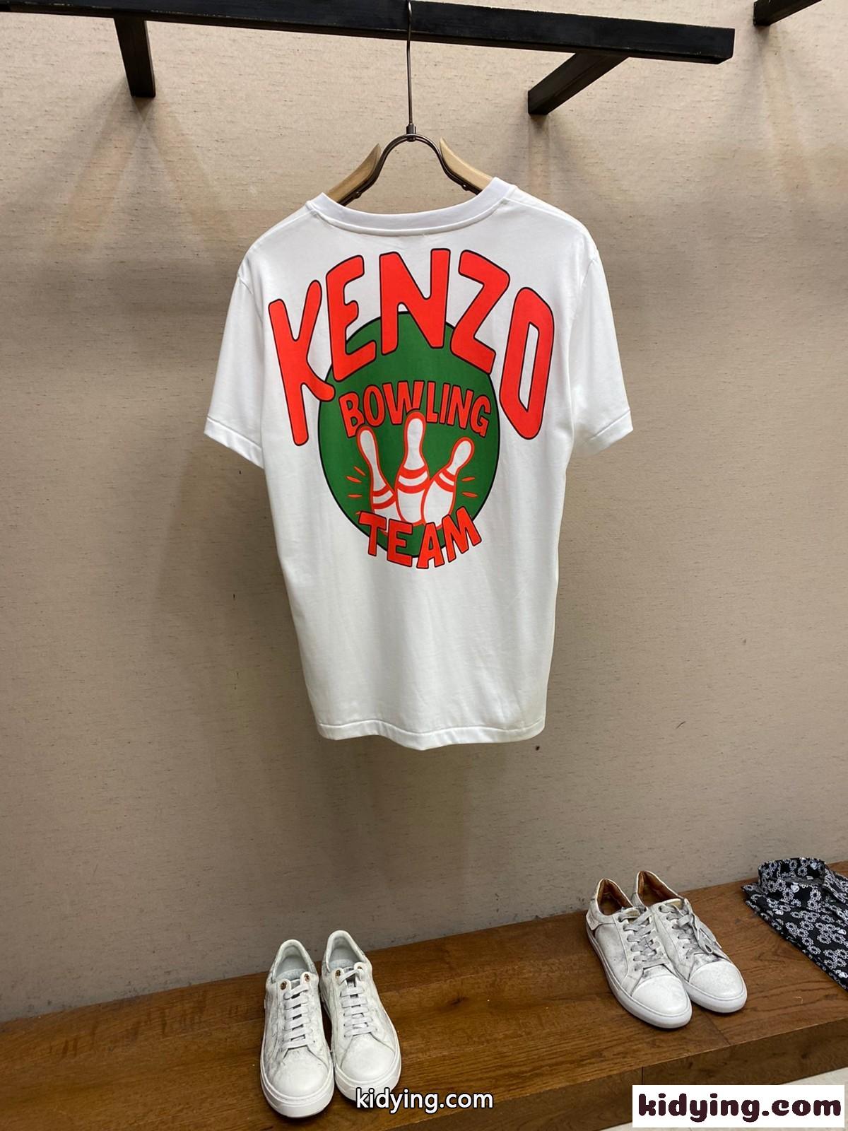 KENZO BOWLING オーバーサイズ 半袖Tシャツ クルーネック ケンゾー Tシャツ コピー ホワイト-2