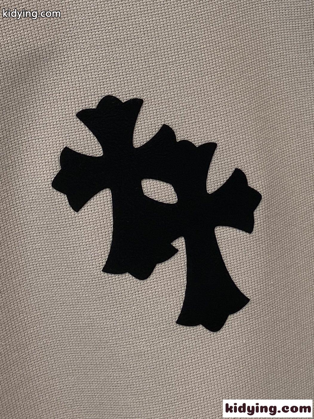 シンプル クロスロゴ クルーネック クロムハーツ Tシャツ コピー 長袖Tシャツ ベージュ-0
