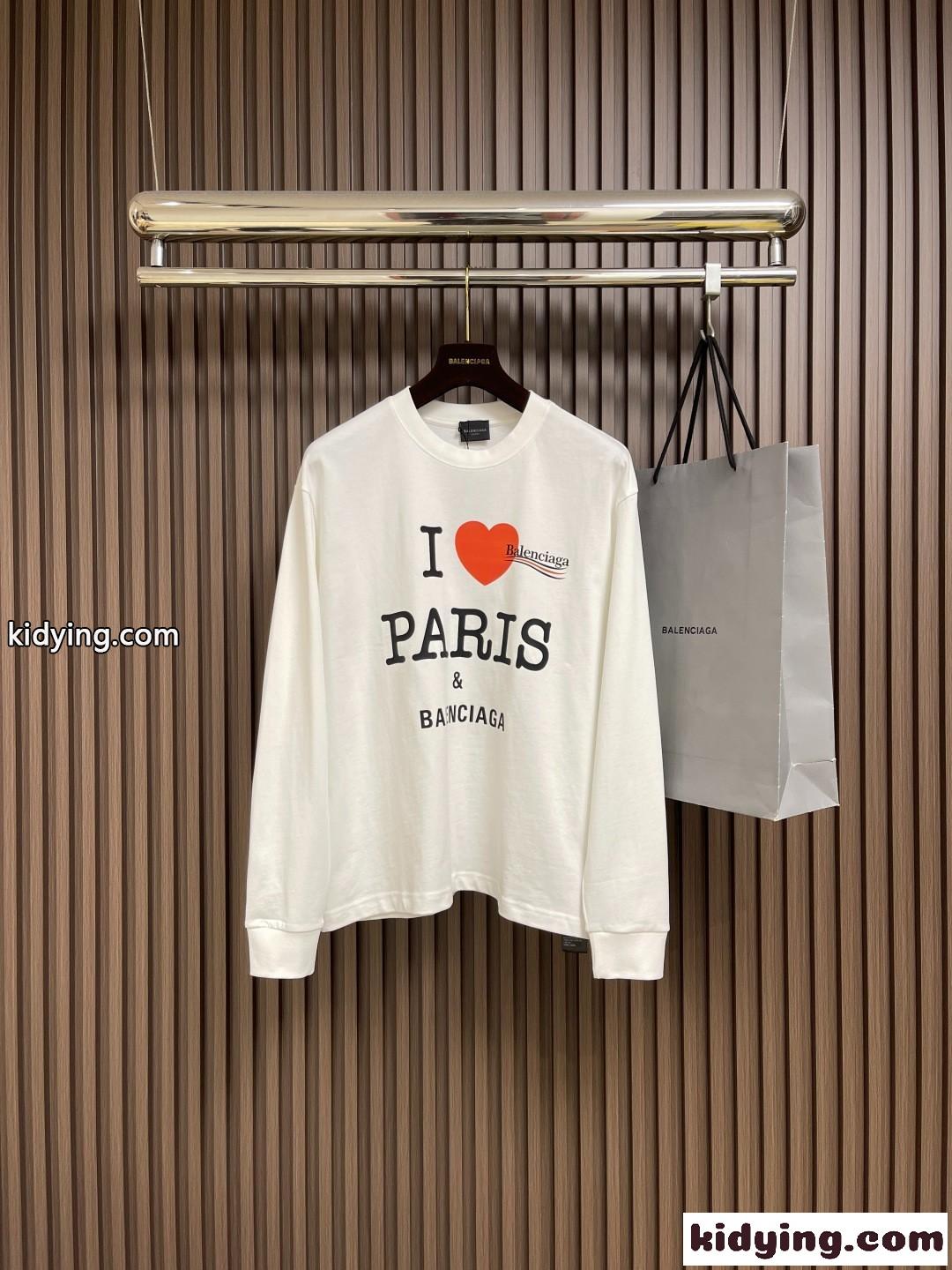 スタイリッシュ ロゴプリント 長袖Tシャツ バレンシアガ Tシャツ 偽物 コットン ホワイト-0