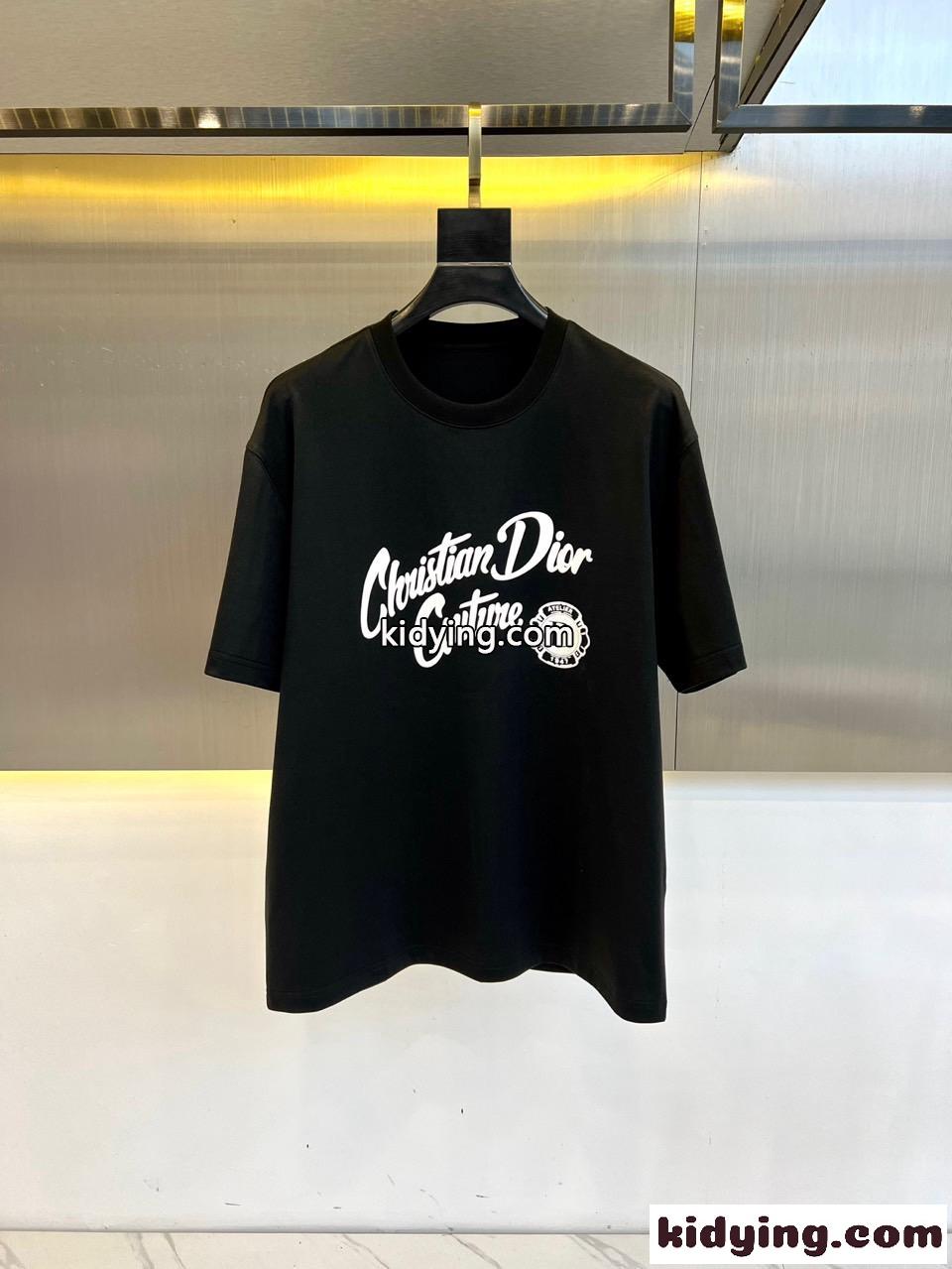 定番 着回し ロゴ入り 半袖Tシャツ クリスチャン・ディオール Tシャツ コピー クルーネック ブラック-0