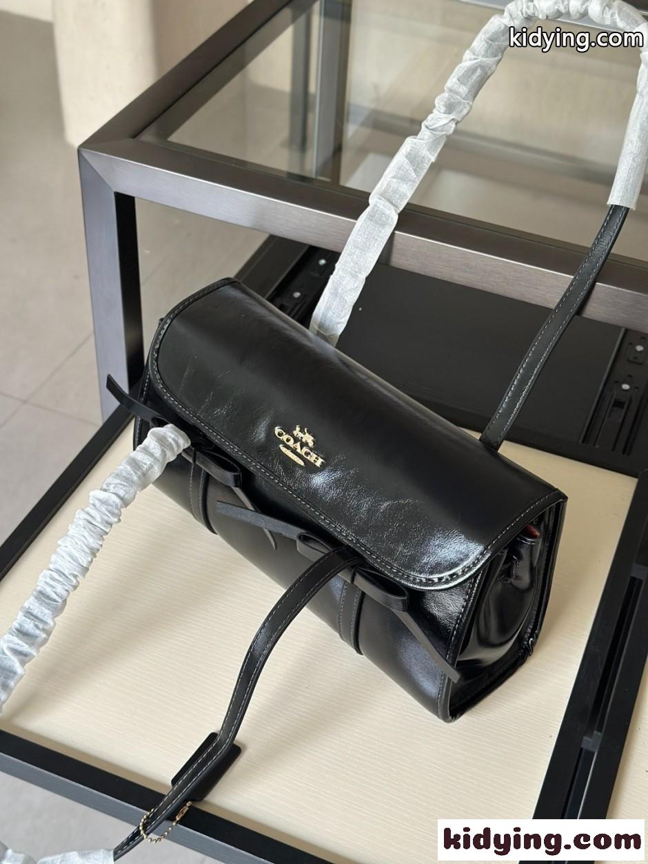 洗練された レザー ショルダーバッグ コーチ バッグ コピー ブラック-4