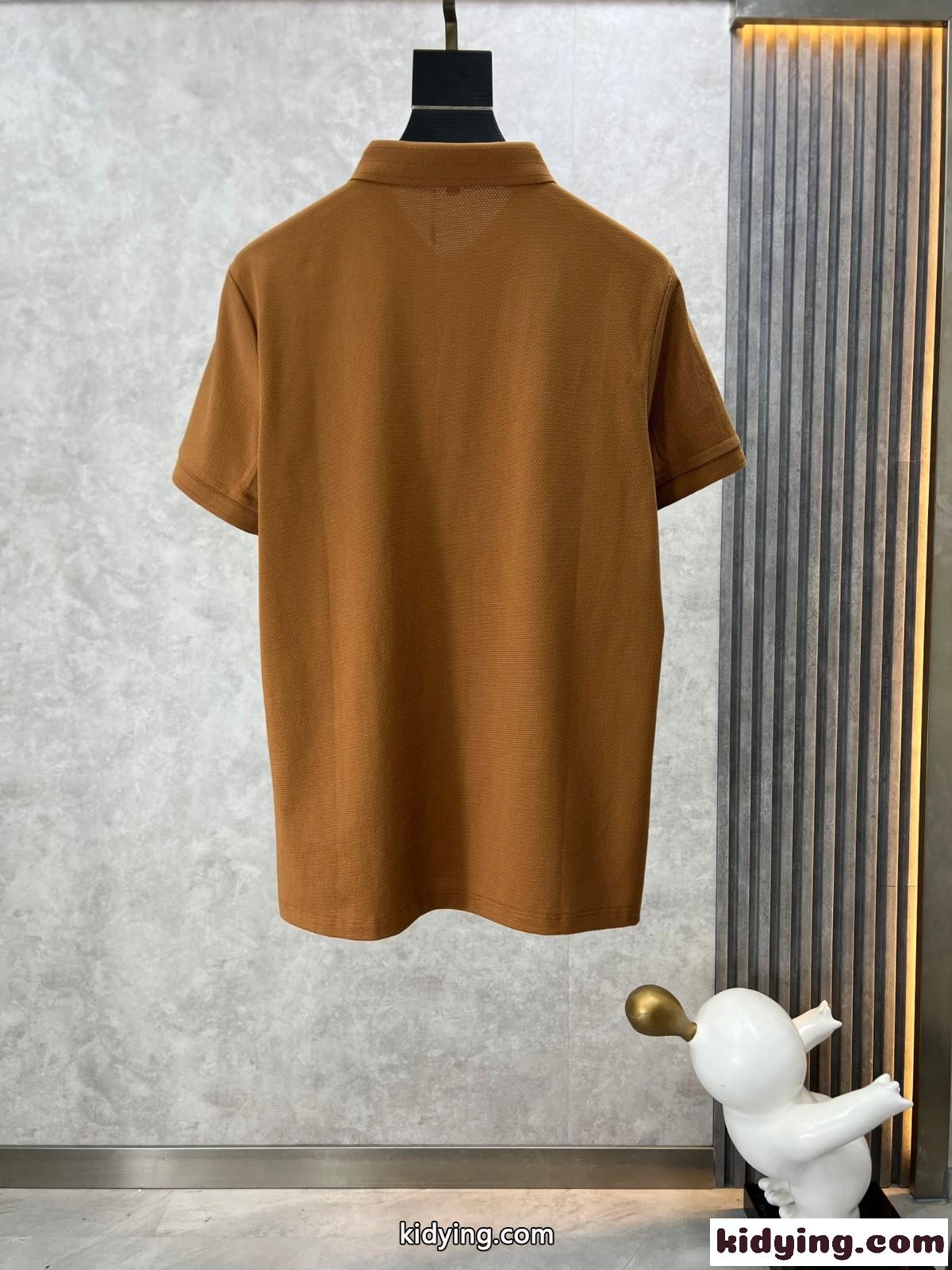 エルメネジルド・ゼニア Tシャツ コピー カジュアル 定番 半袖 ポロシャツ ブラウン-1