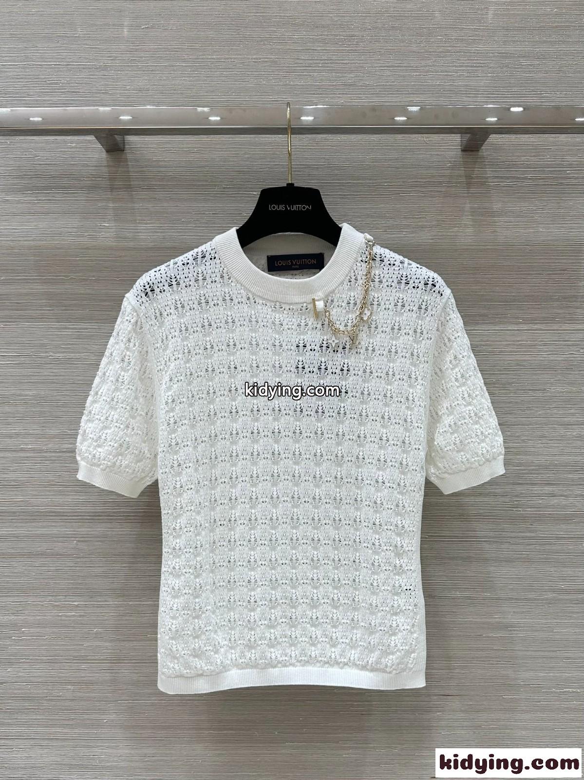 レースニットチャームTシャツ ルイヴィトン Tシャツ コピー ホワイト-2