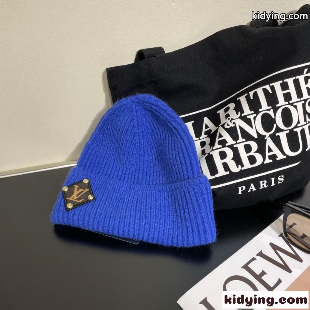 ビーニー・LV ニットキャップ ルイヴィトン 帽子 偽物 定番 合わせやすい ブルー-3