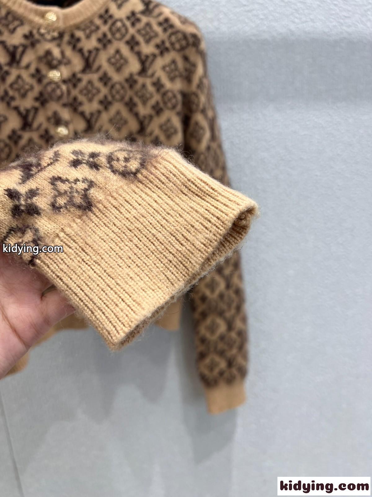 モノグラム クルーネック カーディガン ルイ・ヴィトン ニット コピー キャメル-4