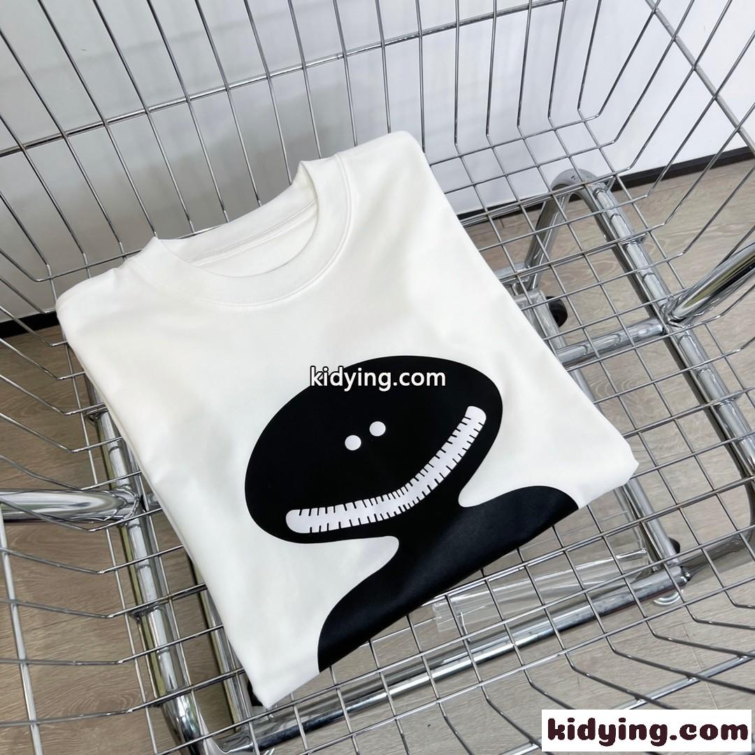今季流行り プリント コットン トップス ビッグシルエット ミュウミュウ 半袖tシャツ コピー 体型カバー-2
