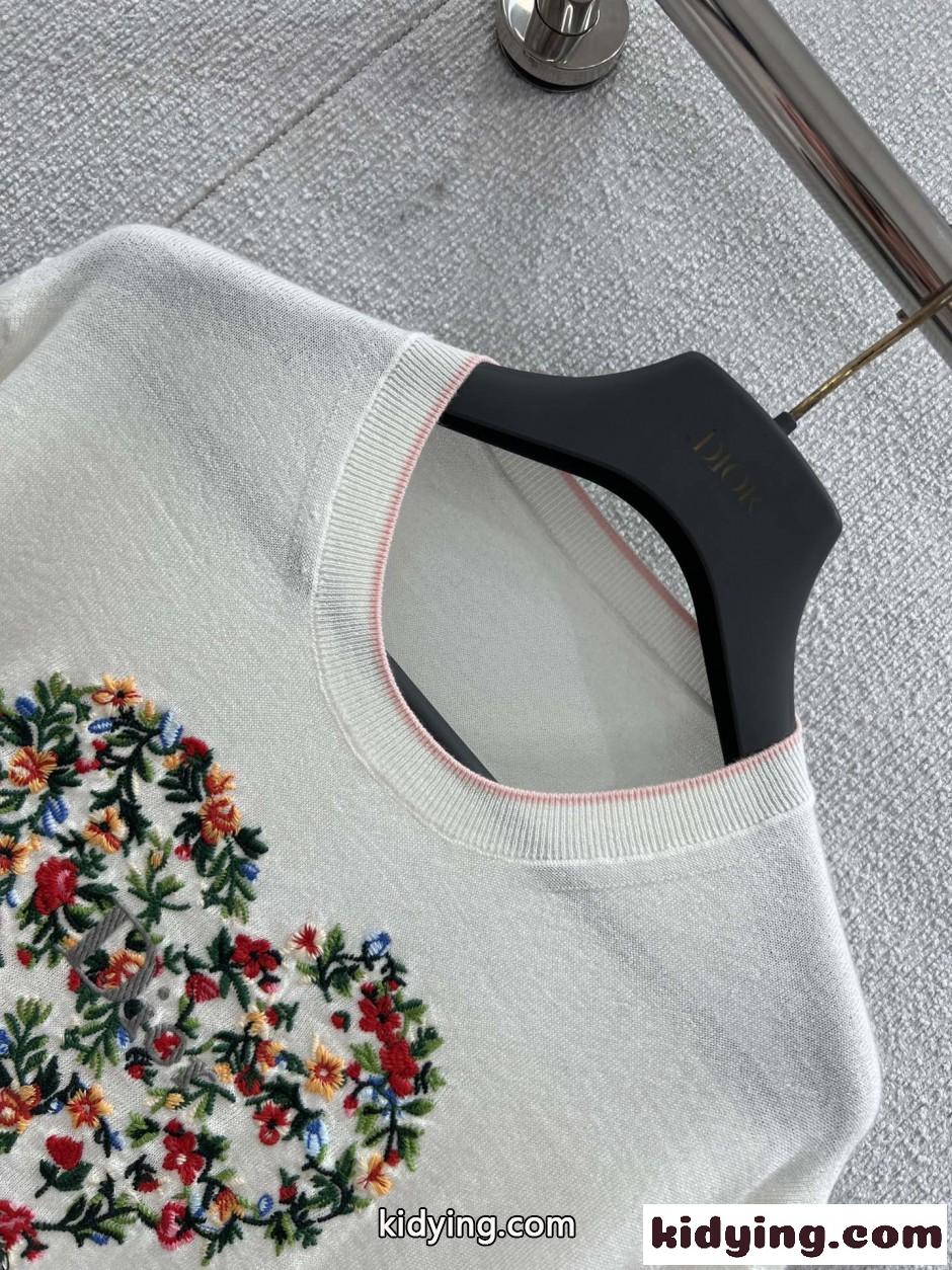 Dioramour フラワー刺繍 半袖ニット クリスチャン・ディオール セーター コピー-1