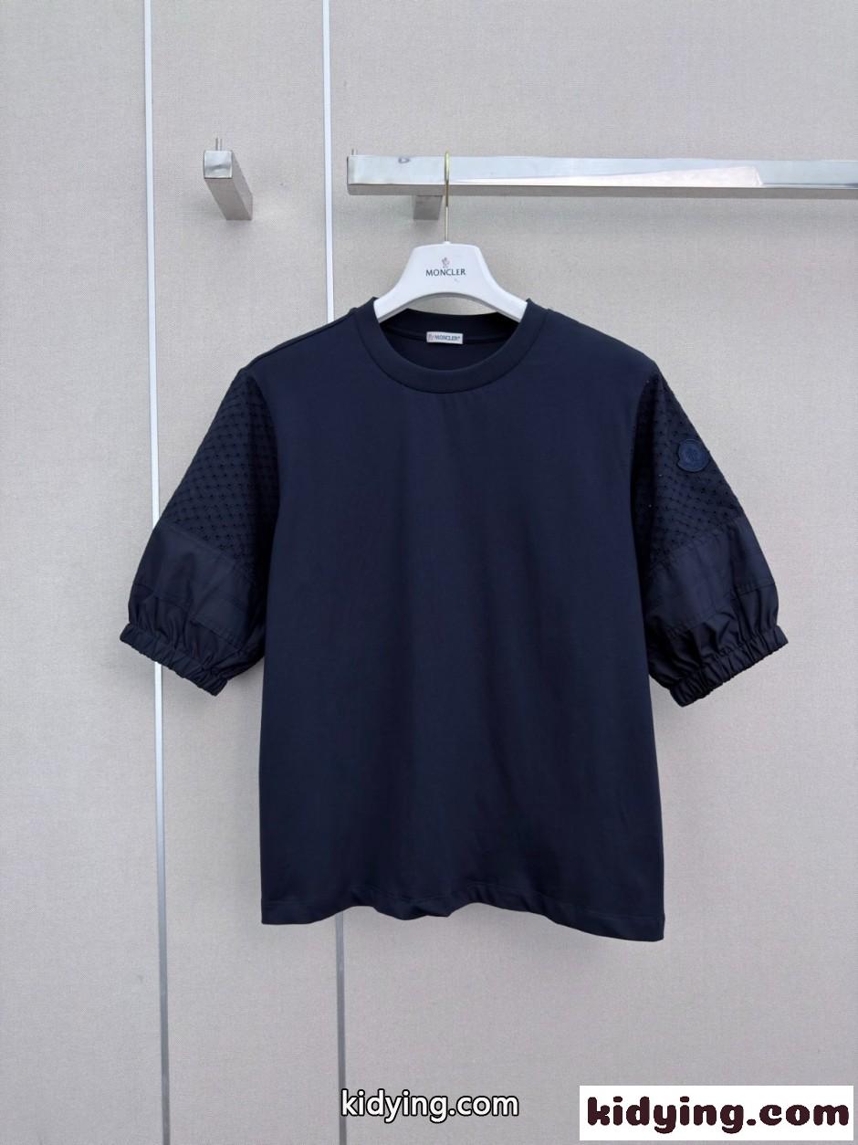 カジュアル 半袖 クルーネック カットソー モンクレール Tシャツ 偽物 ネイビー-2