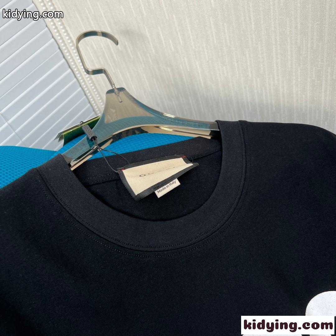 トレンド ビッグシルエット 体型カバー 可愛い プリント グッチ 半袖Tシャツ コピー クルーネック おしゃれ-2