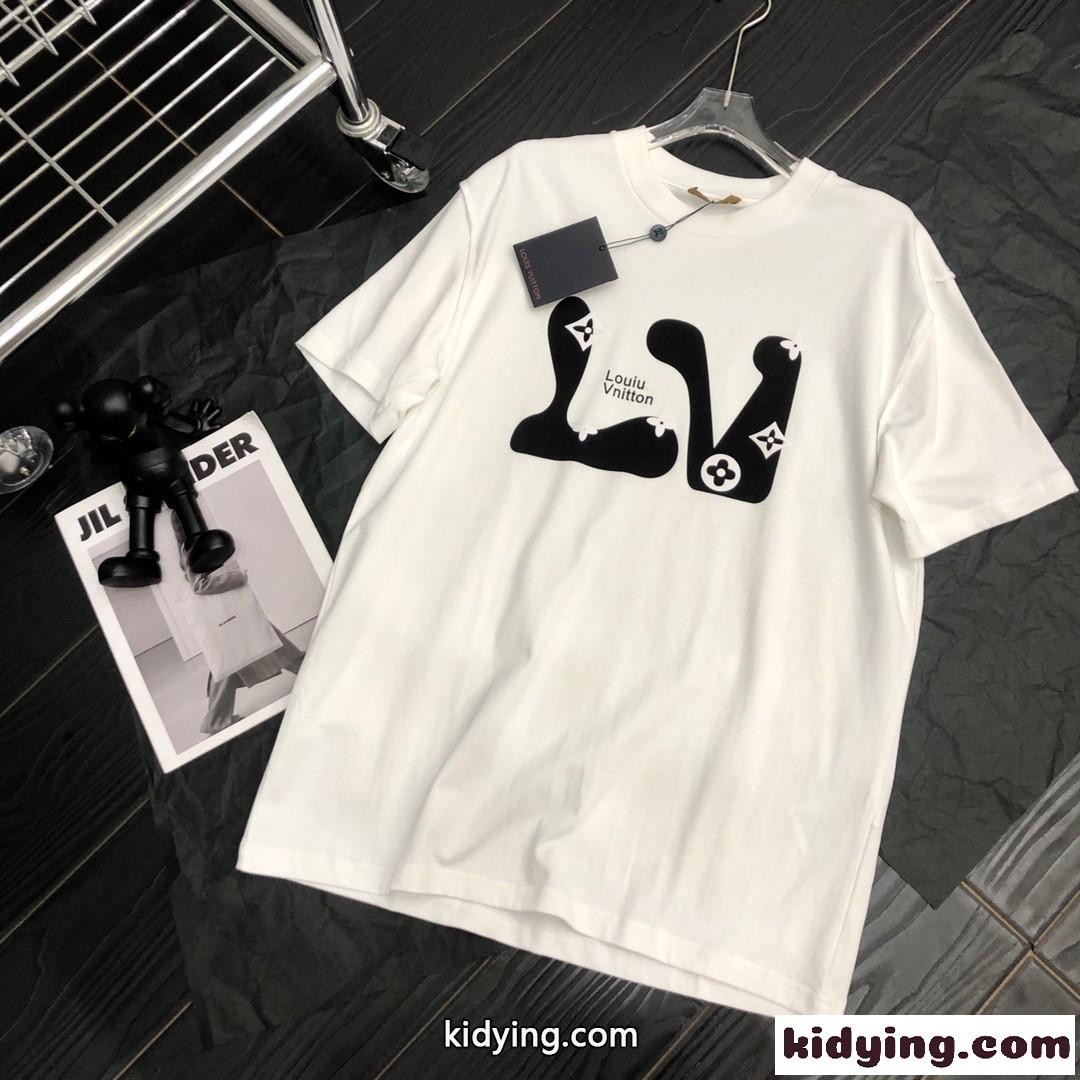 人気 ルイ・ヴィトン Tシャツ コピー 春夏 半袖 トップス カジュアル シンプル おしゃれ ロゴ プリント ゆったり-1