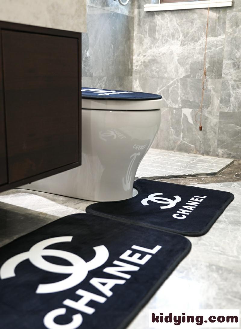 シャネル トイレマットセット コピー ブラック 心地良いです 滑るのを防ぎます 静かな音 浴室 人気-2