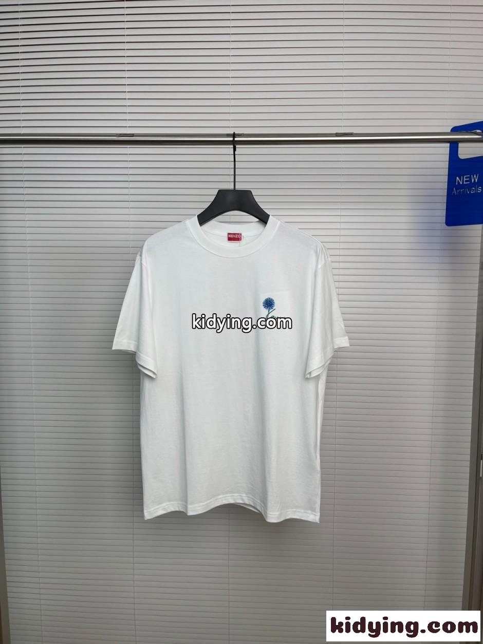 エンブロイダリー コットン 半袖Tシャツ ケンゾー Tシャツ コピー ホワイト-1