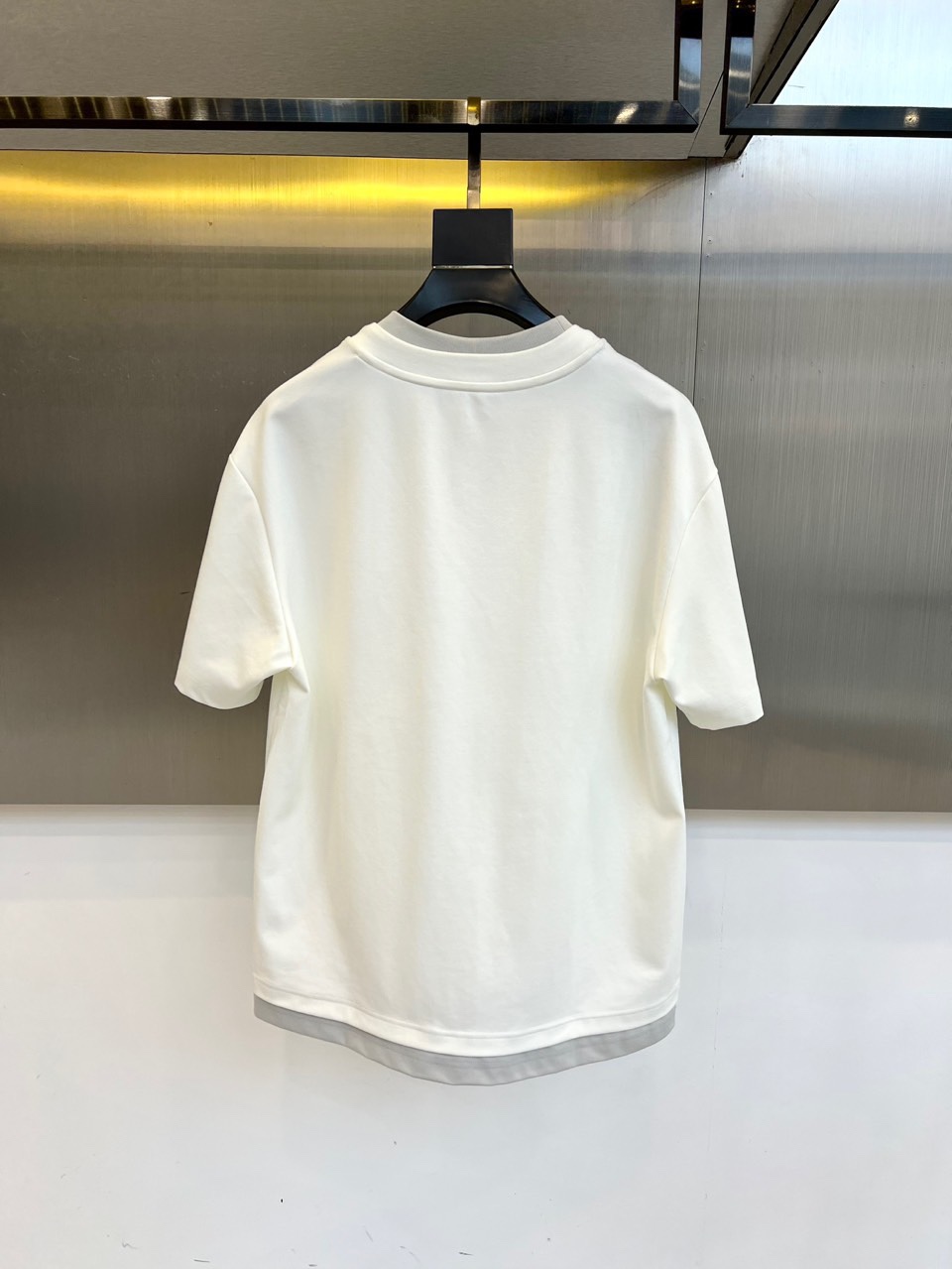 おしゃれ レイヤード風 半袖Tシャツ バーバリー Tシャツ 偽物 コットン ホワイト-3