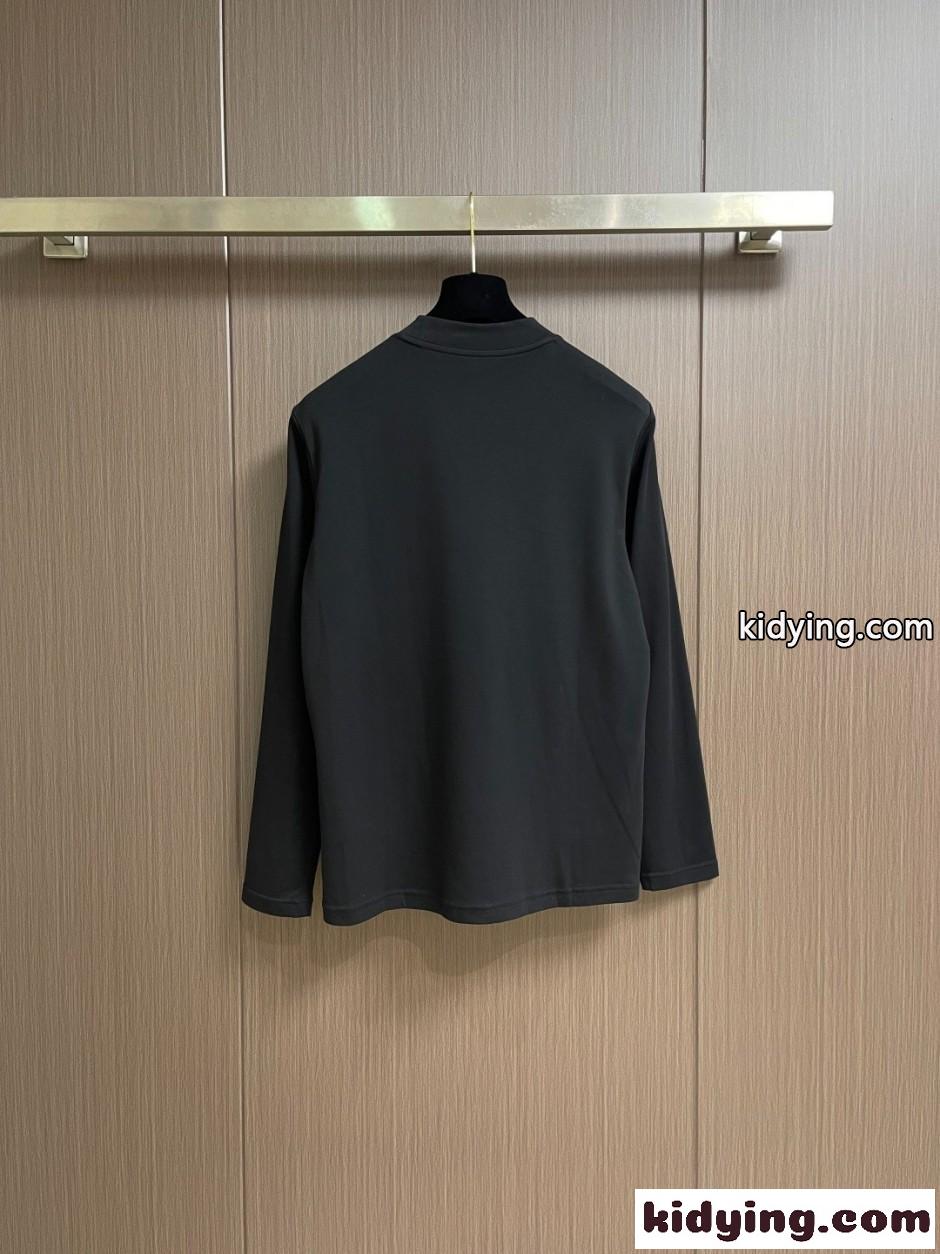 シンプル 洗練された コットン 長袖Tシャツ ロエベ Tシャツ 偽物 ブラック-0