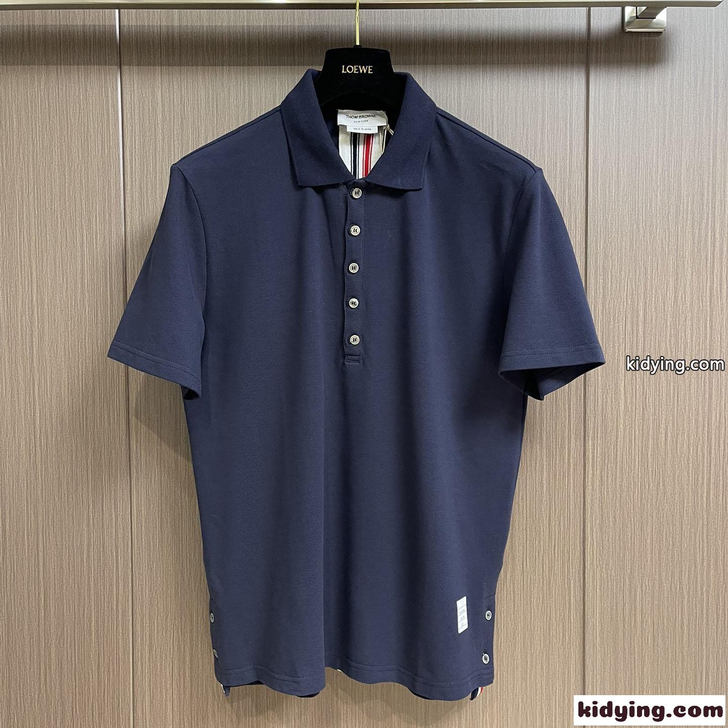 シンプル カジュアル トムブラウン Tシャツ コピー 半袖 ポロシャツ ネイビー-0