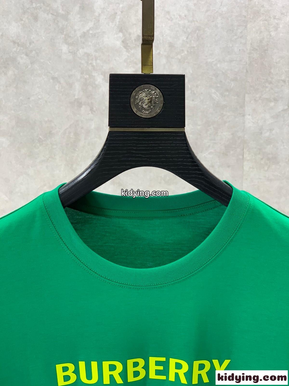 ベーシック ロゴ クルーネック 半袖 コットンTシャツ バーバリー Tシャツ コピー グリーン-2