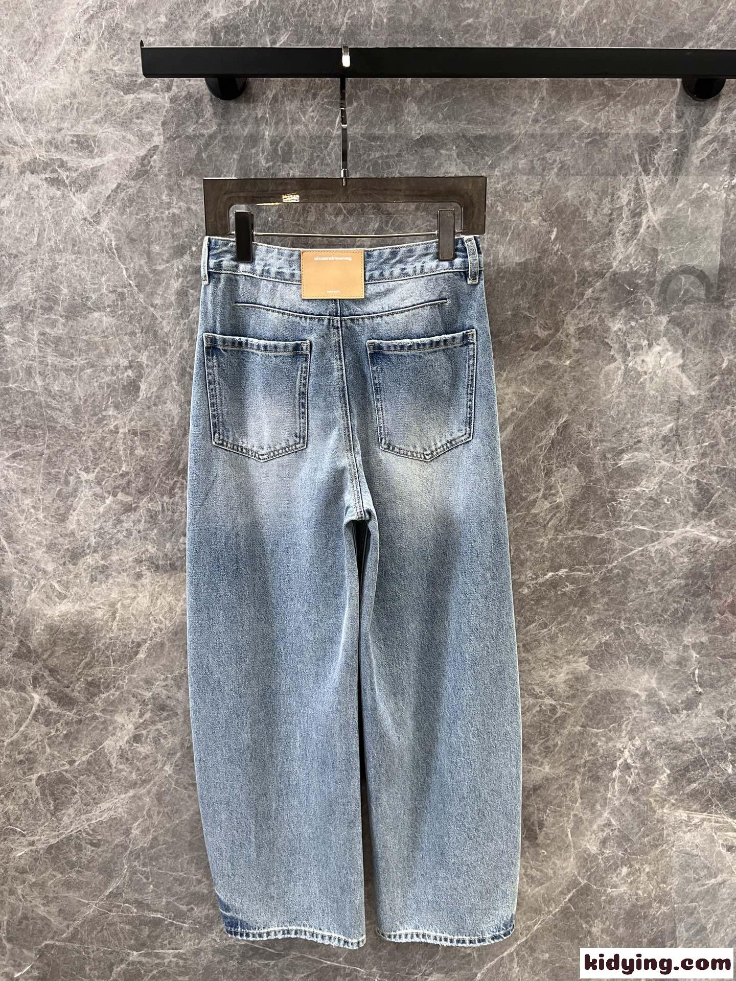 ラインストーンロゴ カーブデニムパンツ アレキサンダーワング ジーンズ コピー-2
