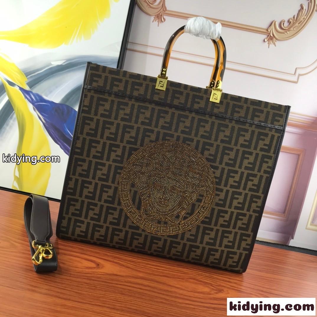 FENDI × VERSACE レディース 大容量 フェンディ バッグ 人気 コピー ショッピング マザバッグ トートバッグ-2