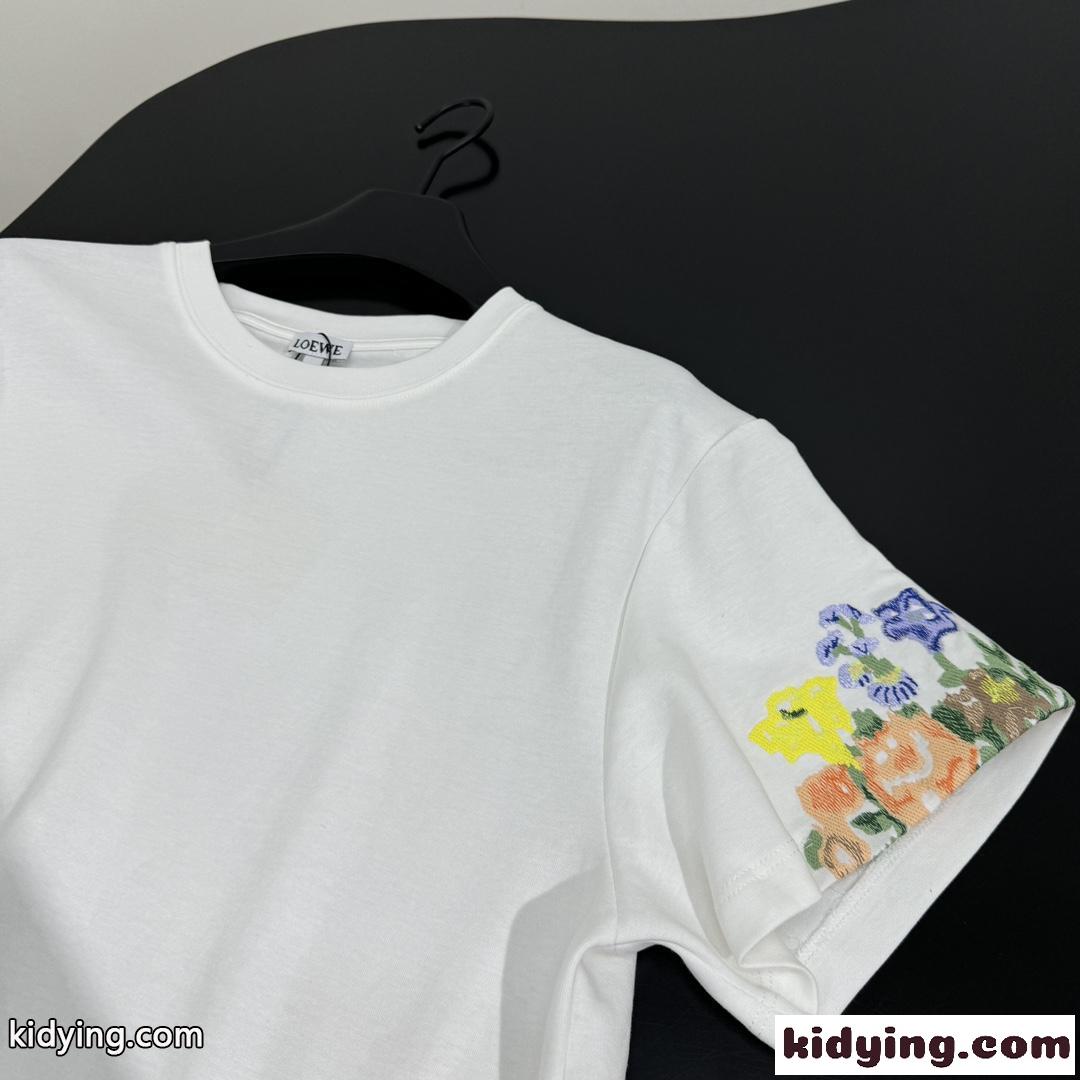 エンブロイダリー ドレープ Tシャツ ロエベ Tシャツ コピー カジュアル-3