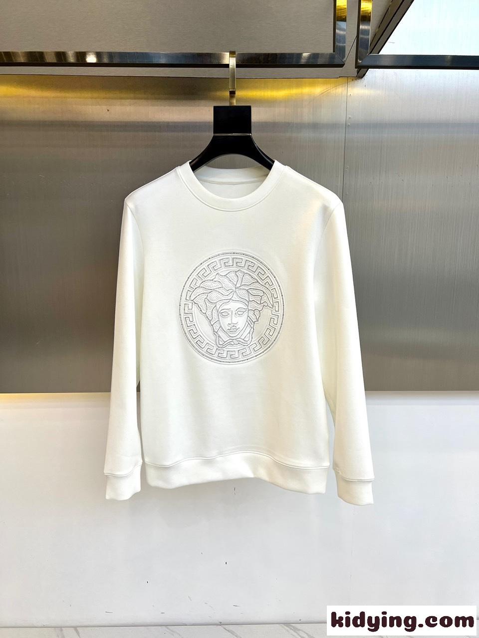 ヴェルサーチェ Tシャツ コピー シンプル ロゴ入り クルーネック スウェットシャツ ホワイト-0