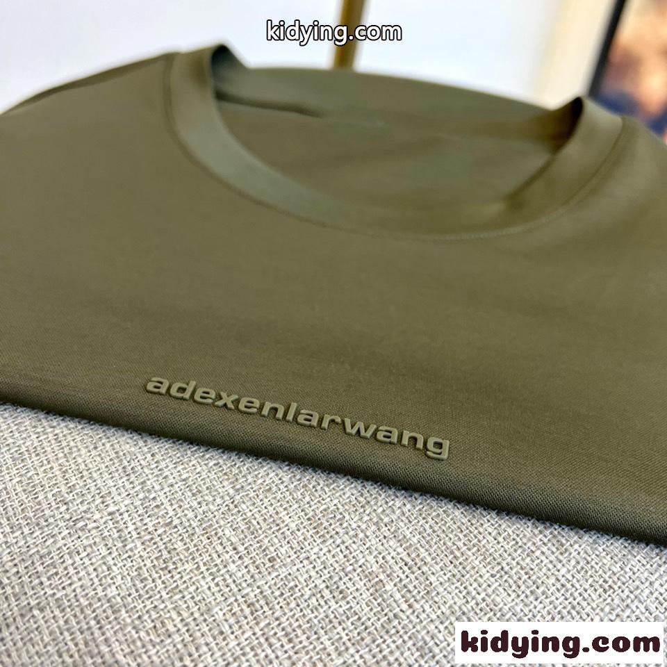 シンプル ロゴ入り クルーネック 半袖Tシャツ アレキサンダーワング Tシャツ コピー グリーン-2