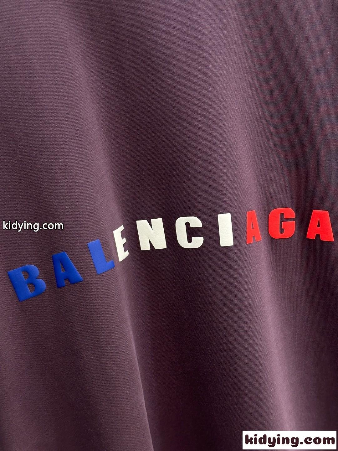 カジュアル ロゴ 半袖Tシャツ バレンシアガ Tシャツ コピーユニセックス パープル-2