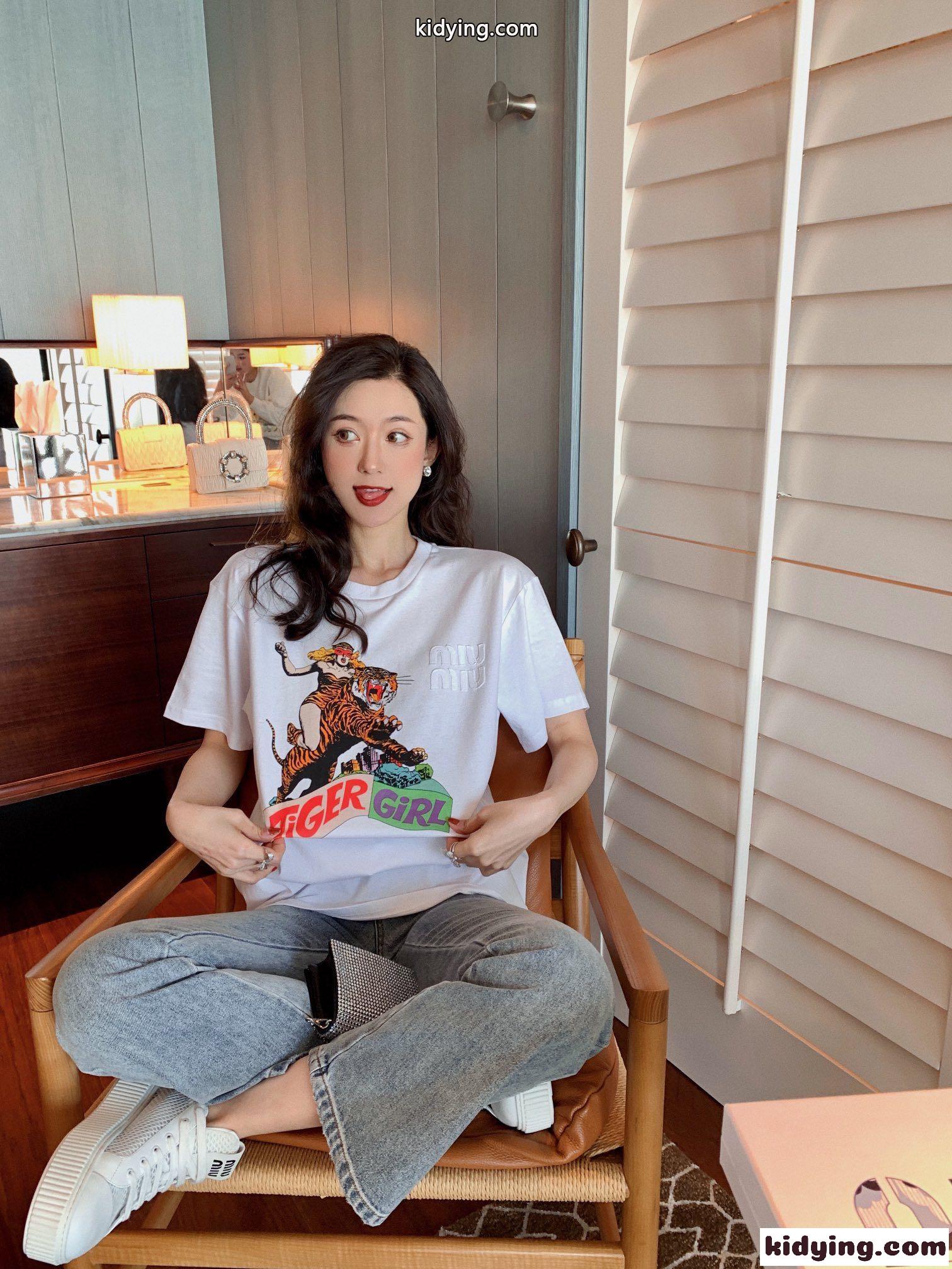 レディース ファッション プリント クールネックミュウミュウ 半袖tシャツ コピー 定番 人気 トップス ホワイト-3