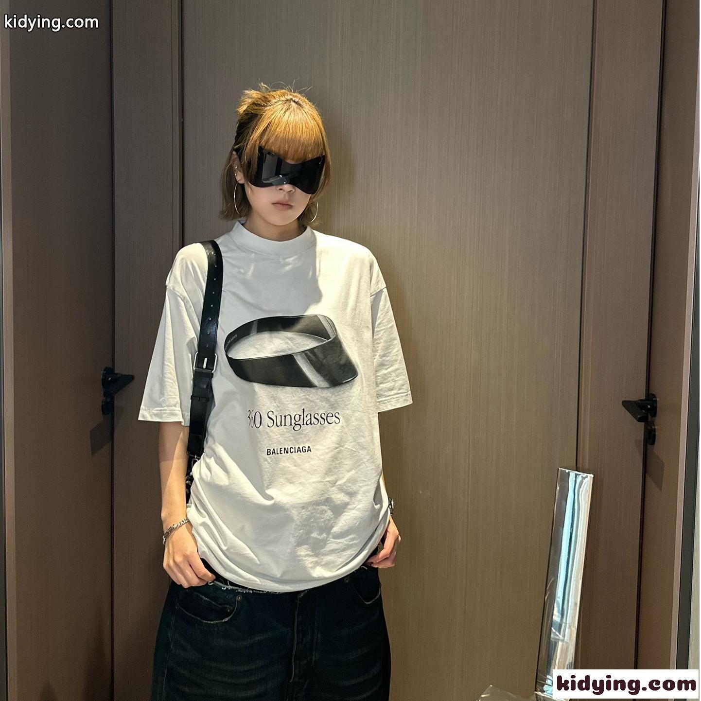 バレンシアガ 360 SUNGLASSES Tシャツ コピー ユニセックス オーバーサイズ-1
