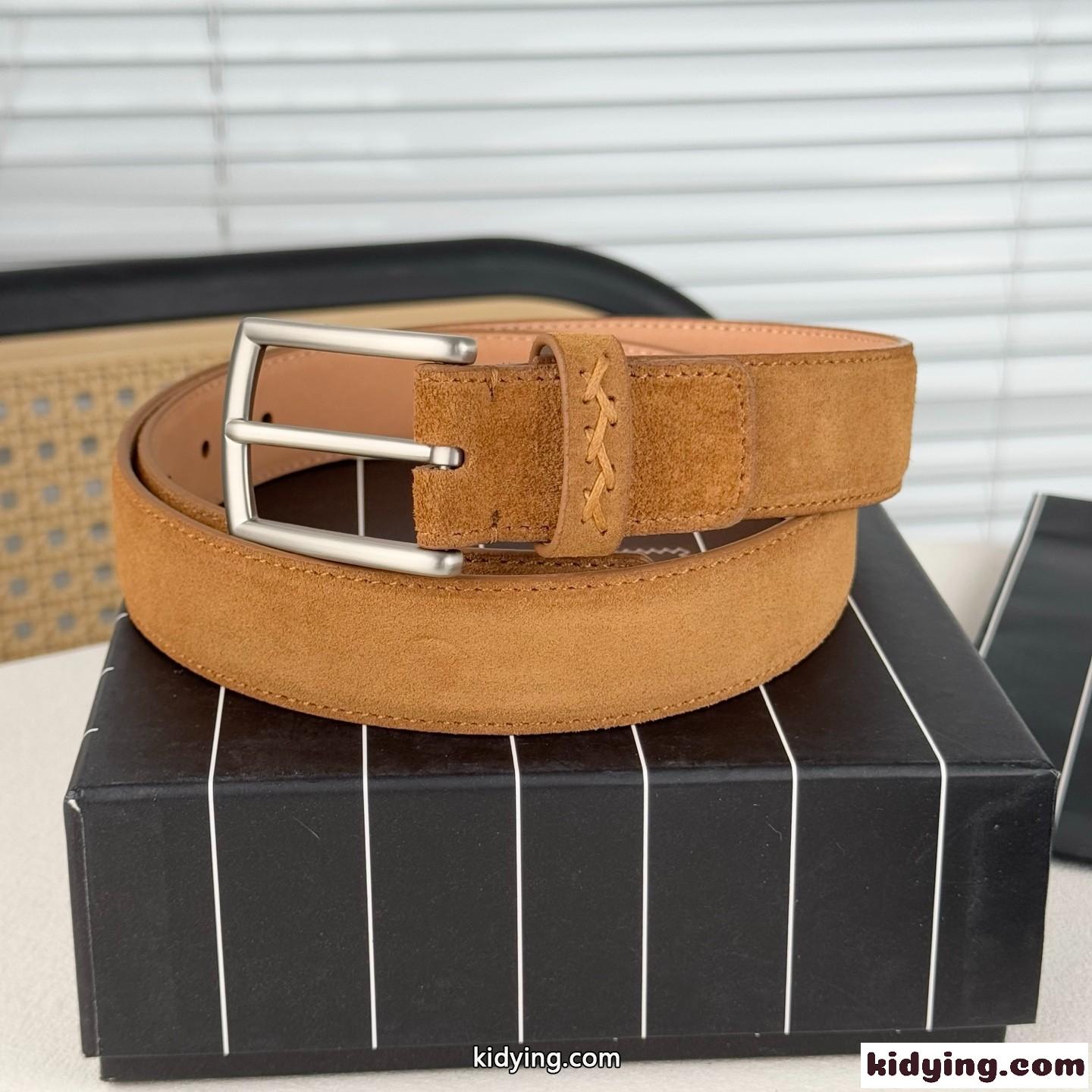 シンプル 上品 スエードベルト エルメネジルド・ゼニア ベルト コピー ブラウン-0