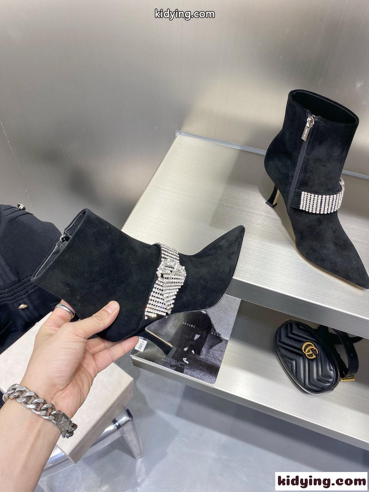 セクシー ポインテッドトゥ 美足 気質アップ スエード ハイヒール 8.5CM ジミーチュウ ブーツ コピー レディース-3