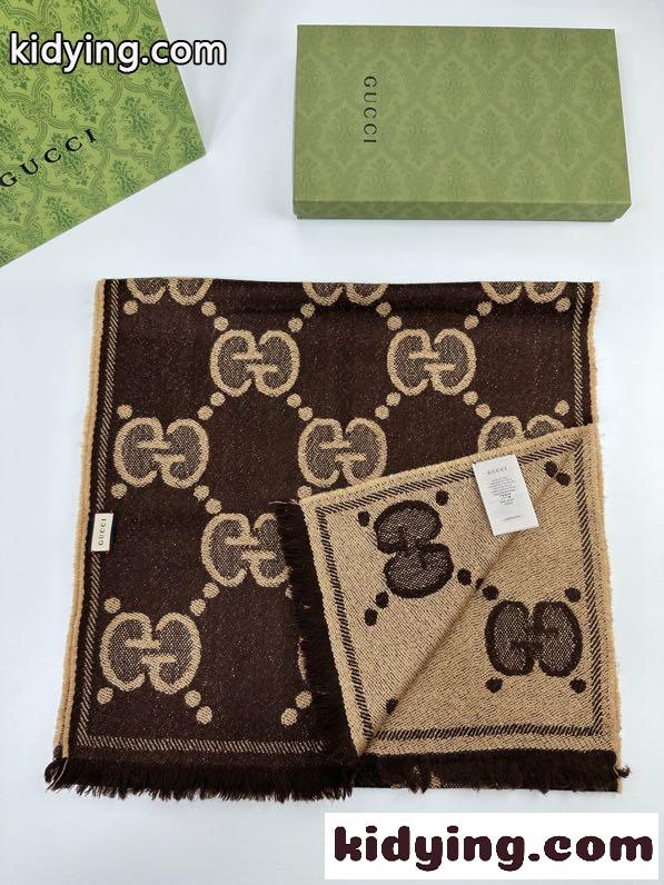GGカシミヤ ラメ ジャカード スカーフ グッチ スカーフ コピー マフラー-4