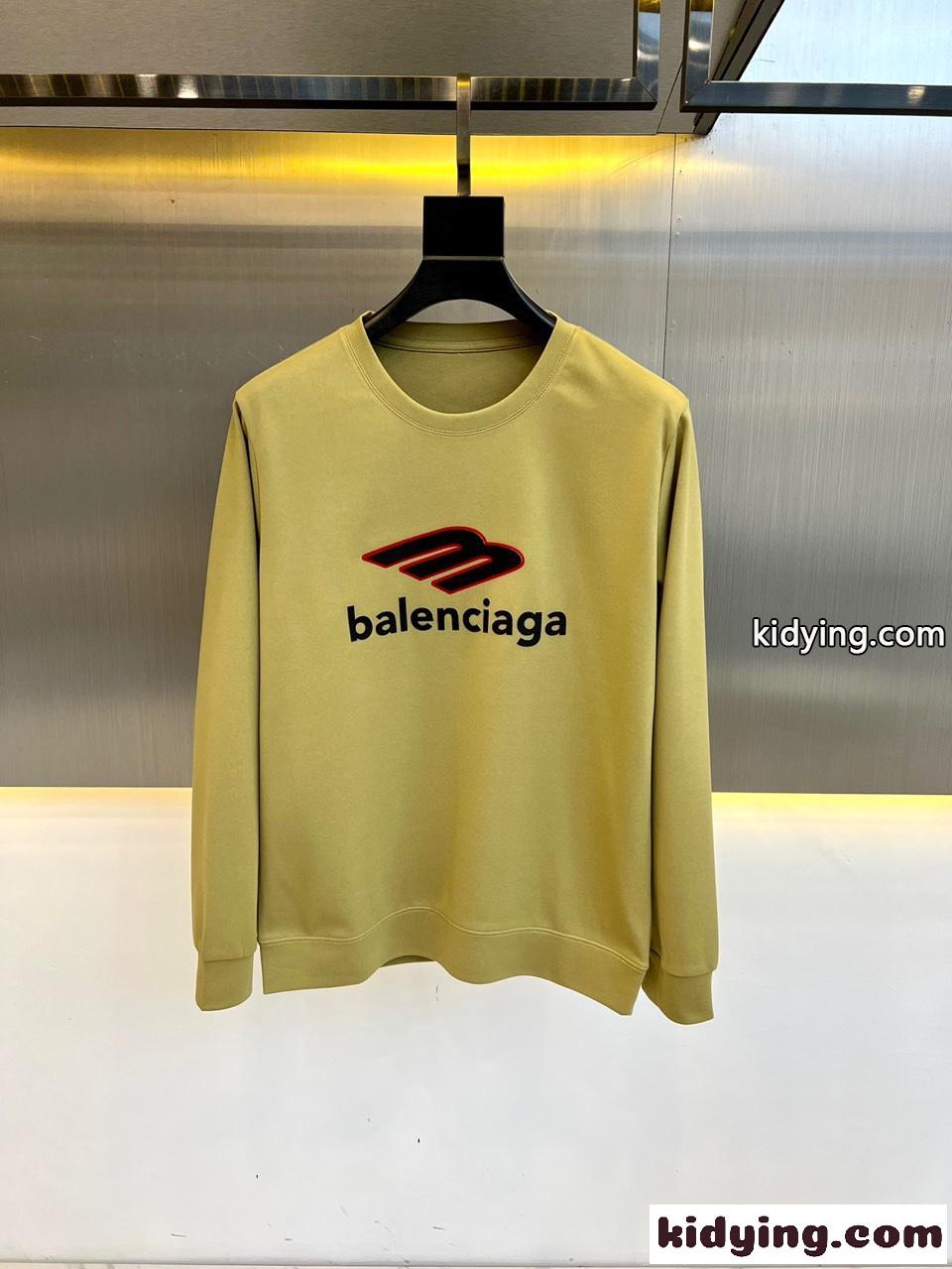 ベーシック ロゴ クルーネック トレーナー バレンシアガ Tシャツ コピー カーキ-2