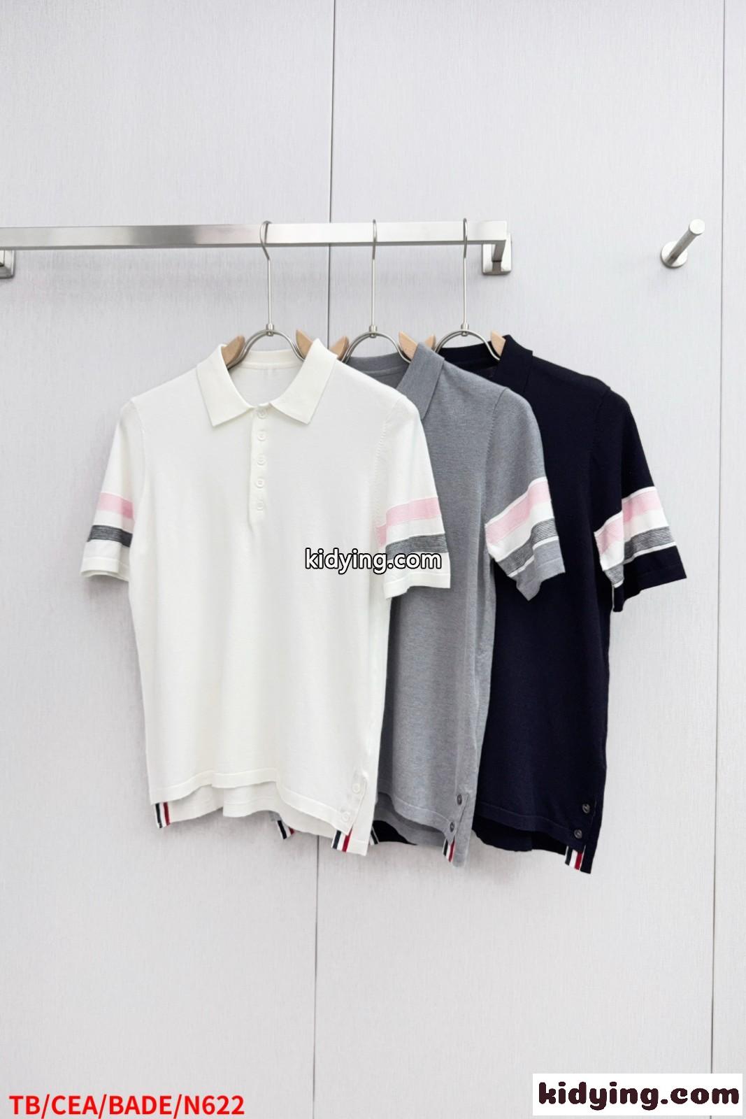 洗練された ニット ポロシャツ トムブラウン Tシャツ 偽物 半袖トップス-0