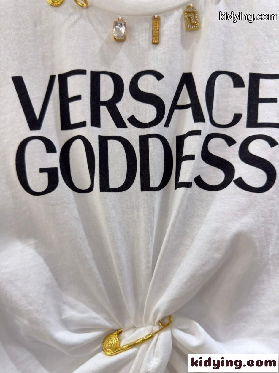 ヴェルサーチ Tシャツ コピー セーフティー ピン ロゴ 半袖Tシャツ ホワイト-3