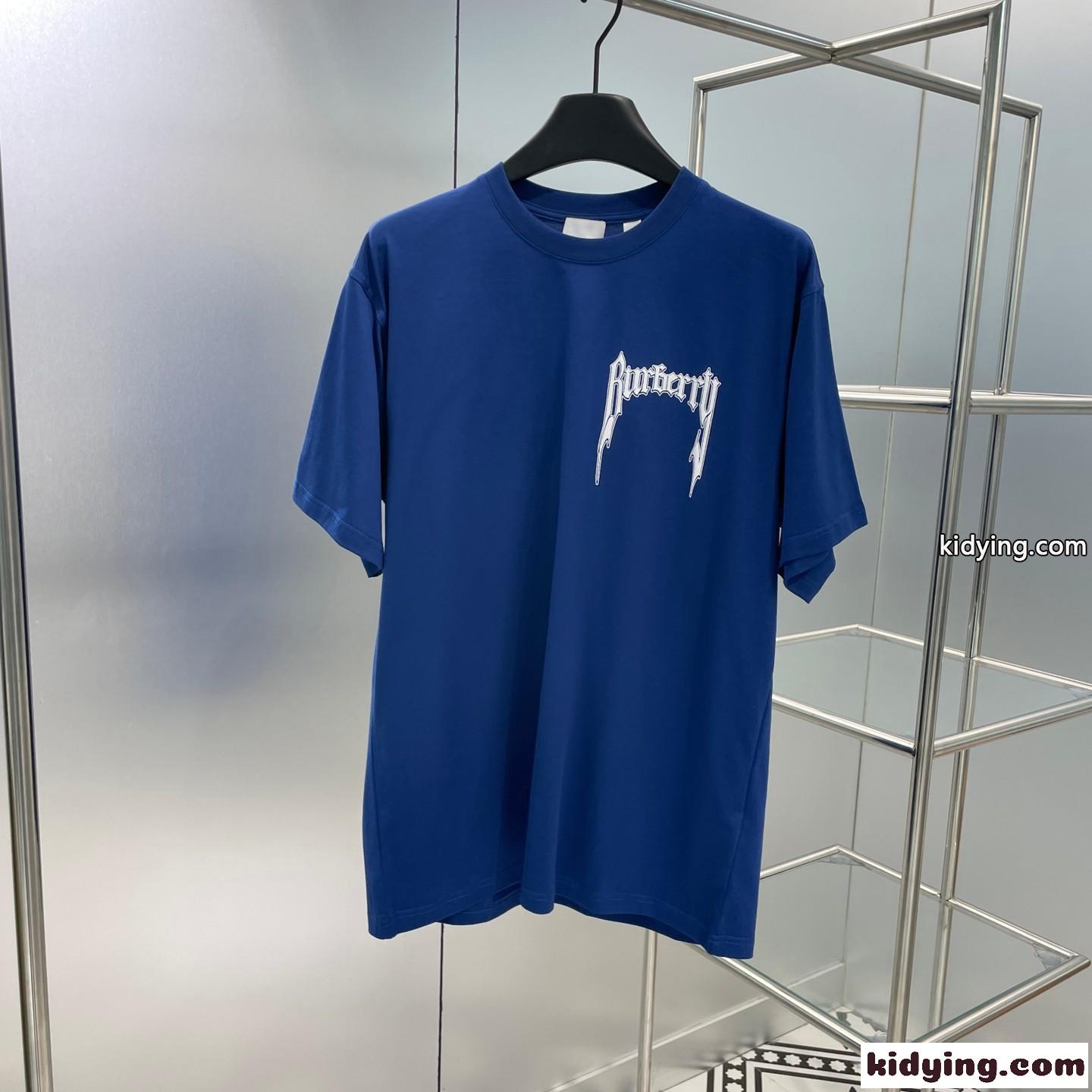 ベーシック ロゴプリント コットンTシャツ バーバリー Tシャツ コピー ブルー-1