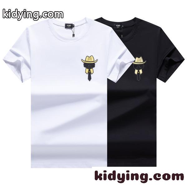 合わせやすい カジュアル スタイリッシュ ロゴ フェンディ Tシャツ コピー 半袖 トップス クルーネック-0