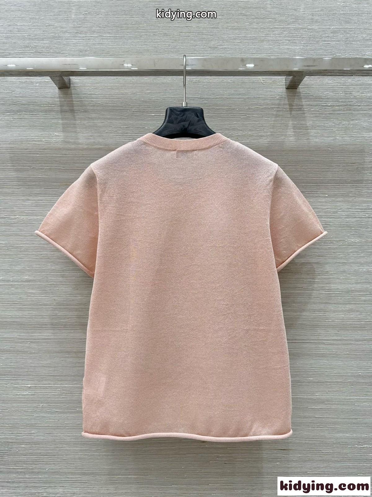 春夏 シンプル 半袖ニット トップス シャネル Tシャツ コピー ピンク-4