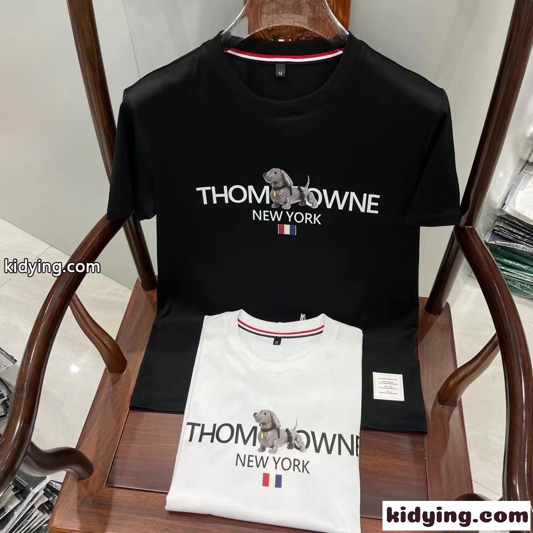 シルケット コットン 通気 快適 クルーネック トムブラウン tシャツ コピー メンズ 半袖 春夏 トップス 人気 プリント-0