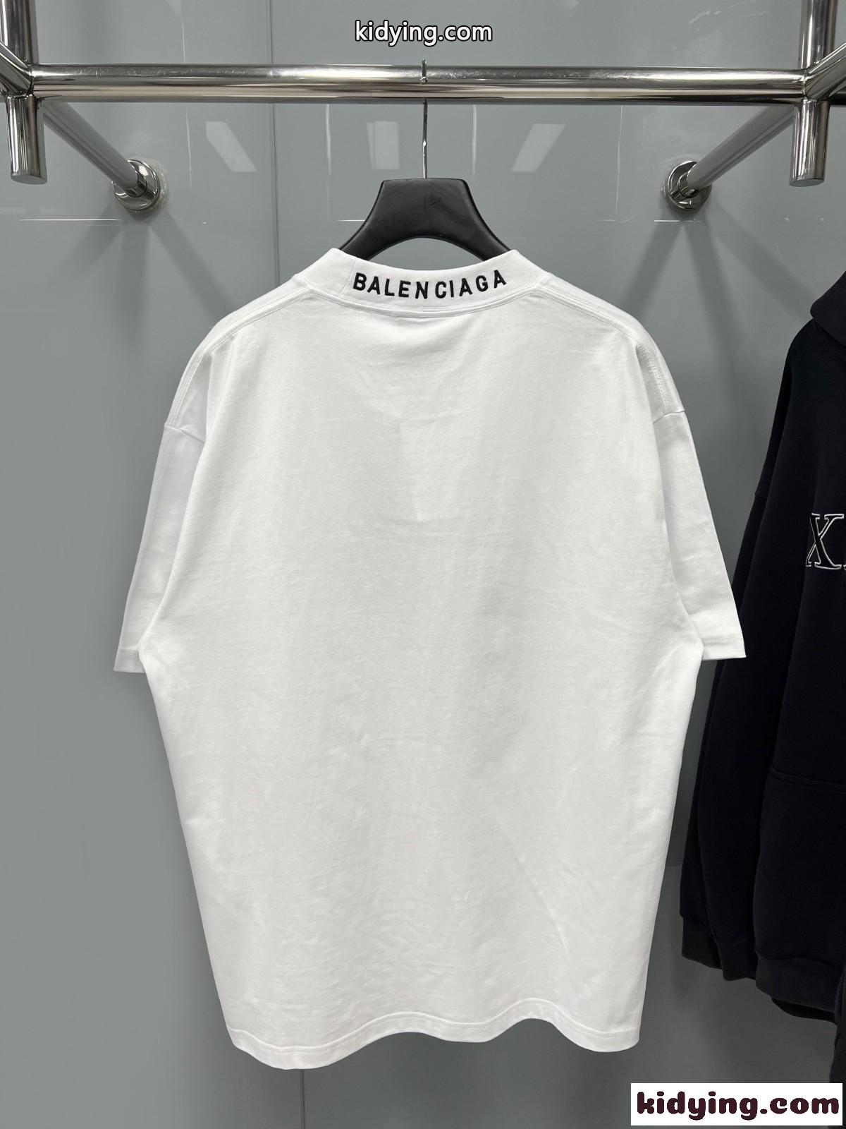 ユニセックス カジュアル I Love プリント 半袖Tシャツ バレンシアガ Tシャツ コピー ホワイト-0
