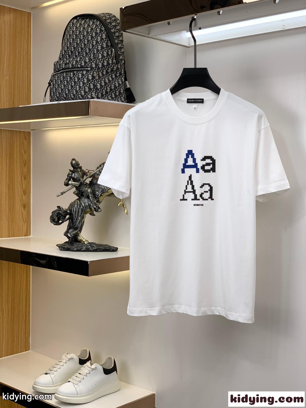 定番 クルーネック コットン アルマーニ tシャツ コピー 人気 おしゃれ クルーネック 半袖 トップス-4