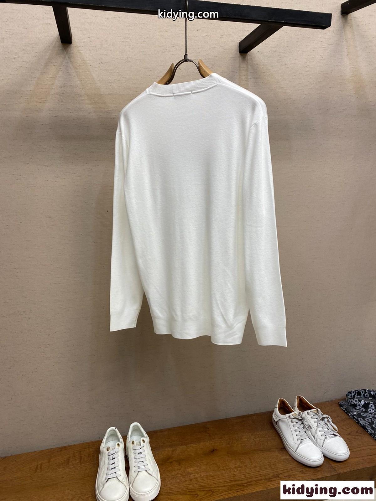 シンプル 上品 シルク＆ウール カットソー エルメネジルド・ゼニア ニット 偽物 ホワイト-1