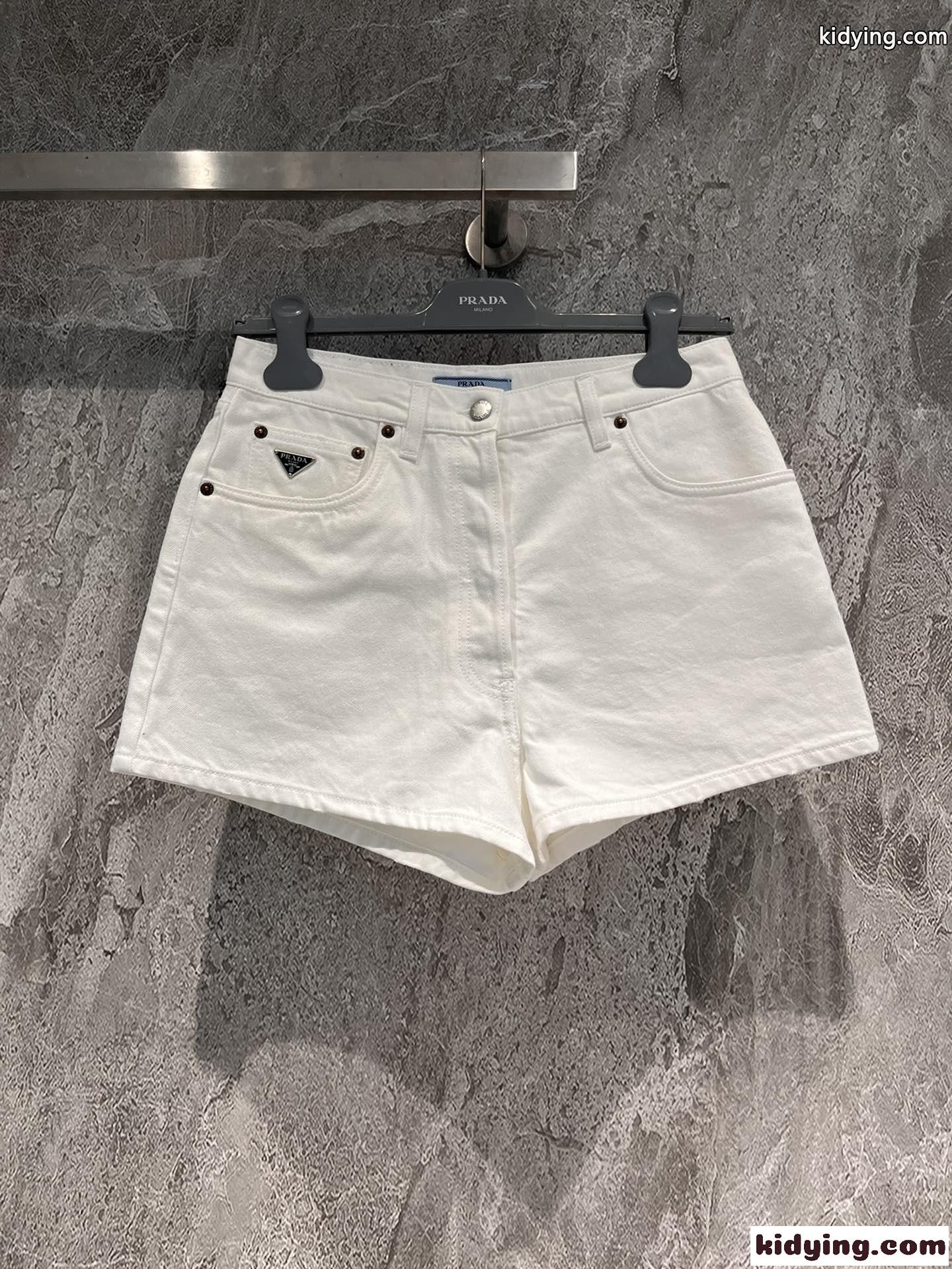 春夏 定番 レディース デニム ショートパンツ プラダ ジーンズ コピー ホワイト-0