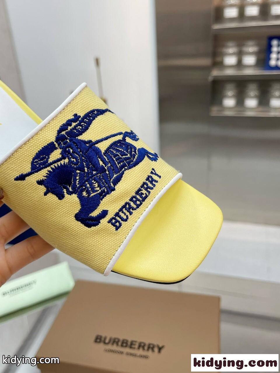 エレガント 刺繍入り ミュール バーバリー サンダル コピー イエロー-3