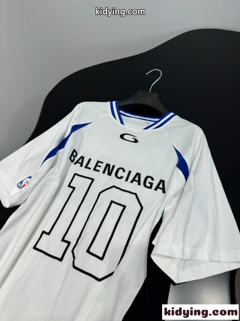 BALENCIAGA x NBA オーバーサイズ ロゴ刺繍 コットン Tシャツ コピー 偽物 ホワイト-2