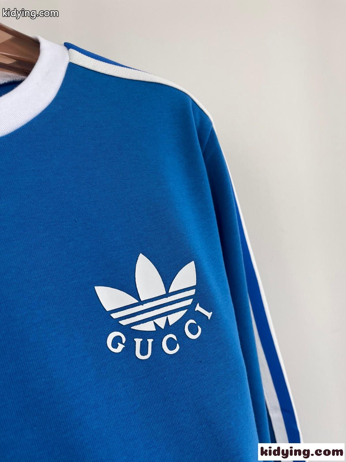 adidas x Gucci 大人気 カジュアル コットン Tシャツドレス グッチ ワンピース コピー 長袖 ロゴ プリント-2