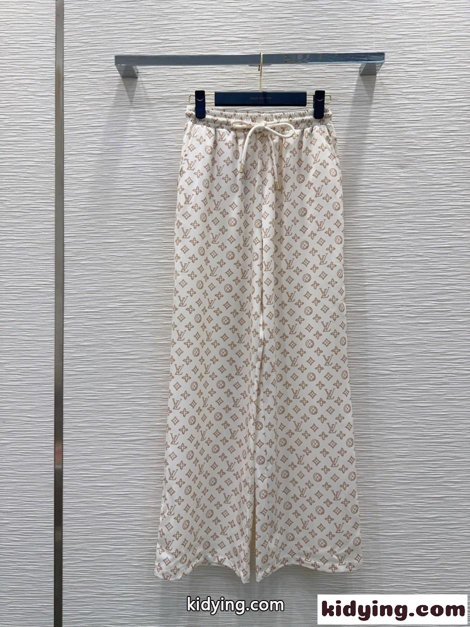 モノグラム ドローストリング ワイドパンツ ルイ・ヴィトン パンツ コピー ベージュ-1