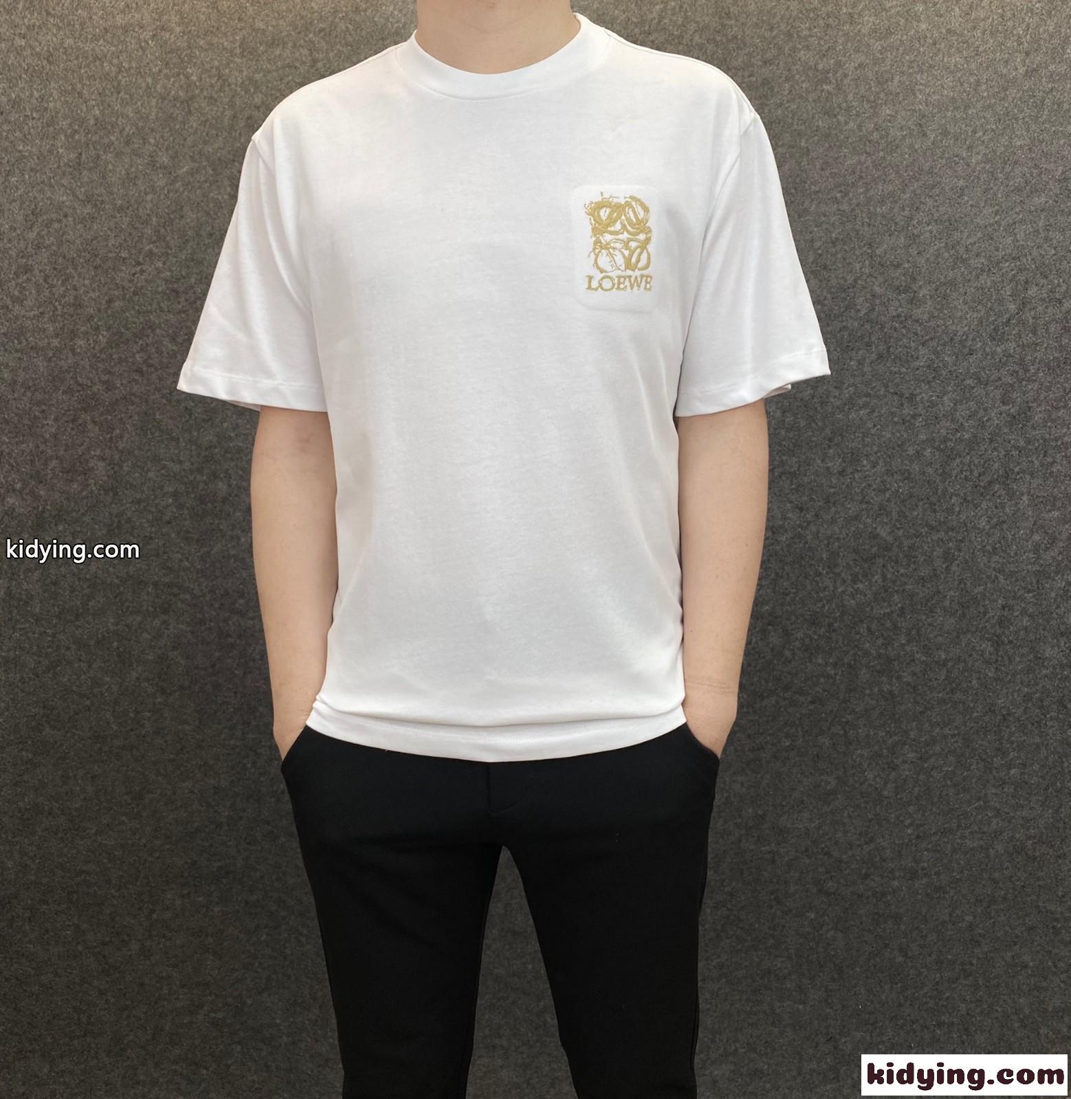 ベーシック ロゴ クルーネック コットン 快適 メンズ 半袖 春夏 トップス ロエベ tシャツ コピー ホワイト ブラック-0